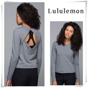 LULULEMON Back Up Diamond Cut Out Back Long Sleeve in Heathered Slate Gray